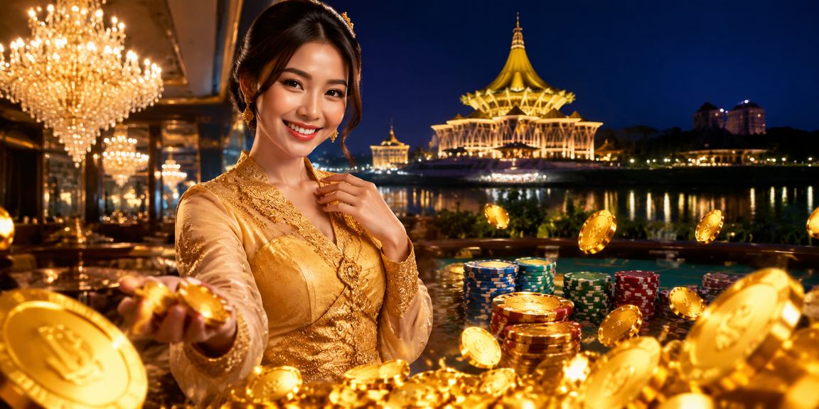 Wanita berbaju kebaya di Sarawak menikmati pengalaman pertaruhan kasino dalam talian